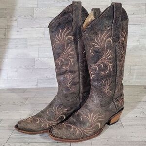 Women's Antique Circle G Western Brown Leather Rodeo Cowboy Boots Size 6.5